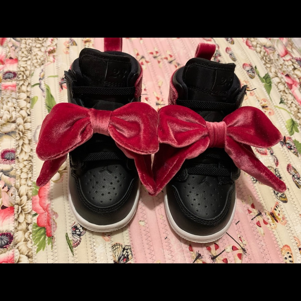 Jordan Shoes | Jordan Girls Air 1 Mid Bow | Color: Black/Pink | Size: 8C